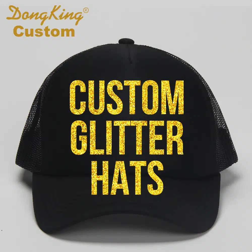 DongKing Custom Trucker Hat Cap With Your Saying in Glitter Print Text LOGO Glitter Print 5 Colors Glitters Mom Dad Kids Gift 1
