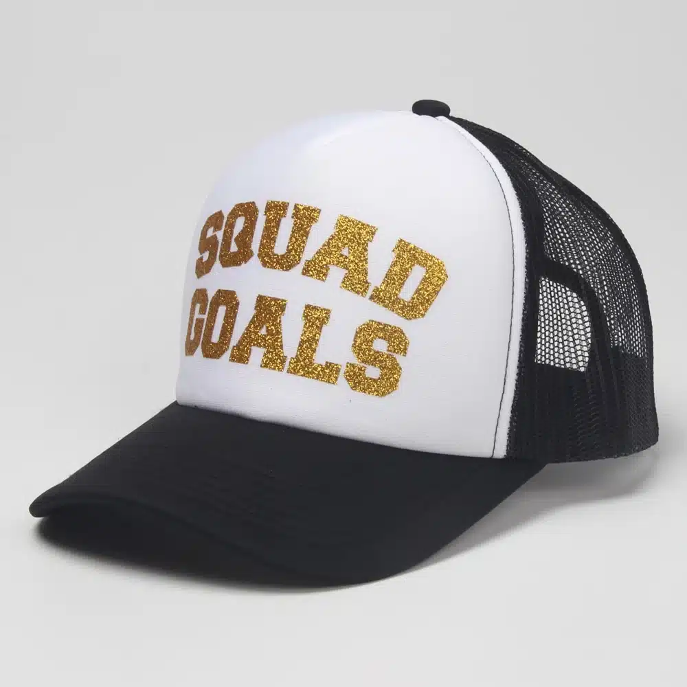 DongKing Custom Trucker Hat Cap With Your Saying in Glitter Print Text LOGO Glitter Print 5 Colors Glitters Mom Dad Kids Gift 3