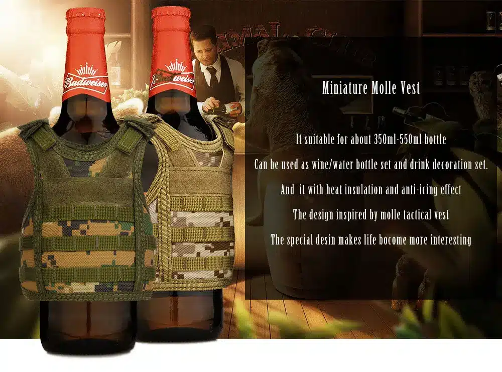 SINAIRSOFT Tactical Premium Beer Military Molle Mini Miniature Hunting Vests Beverage Cooler adjustable shoulder straps LY2074 1