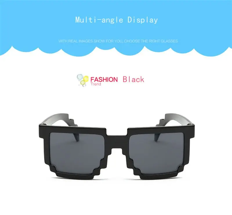 LongKeeper Fashion Kids Sunglasses Smaller Size Minecraft Sunglasses Mosaic Boys Girls Pixel Eyewares With Case Children Gift 19