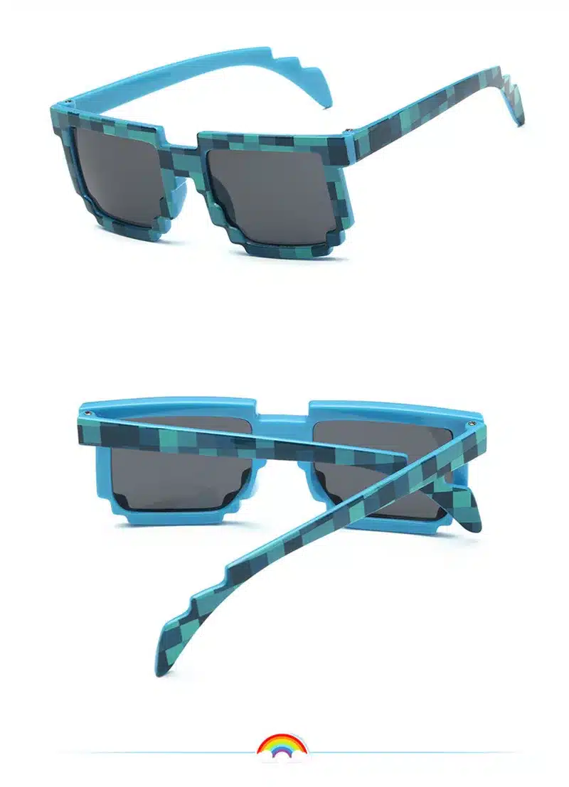 LongKeeper Fashion Kids Sunglasses Smaller Size Minecraft Sunglasses Mosaic Boys Girls Pixel Eyewares With Case Children Gift 24