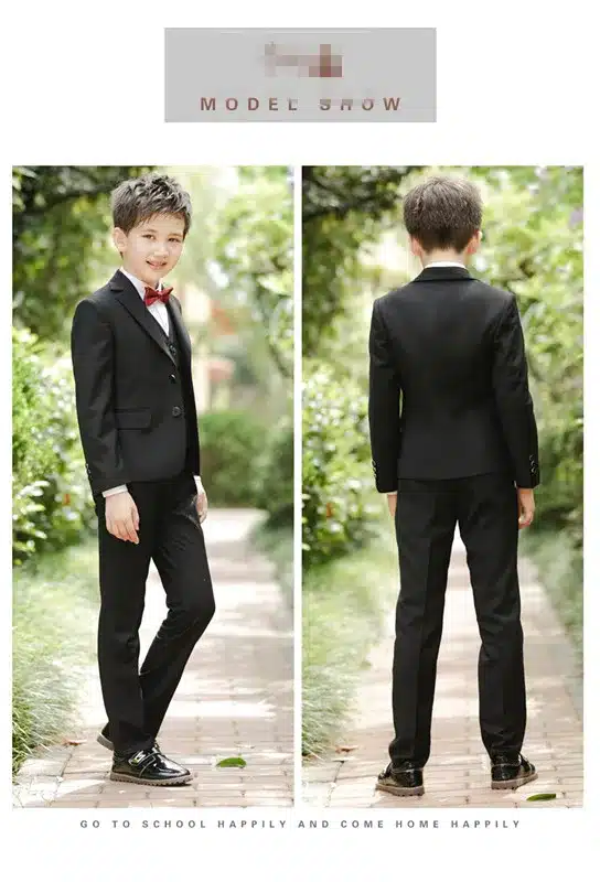 5pcs/set Boys Blazer Suits Kid Boy Wedding Suits Black Blue and Red Blazer Dress Costume Garcon Formal Blazer Suits 2