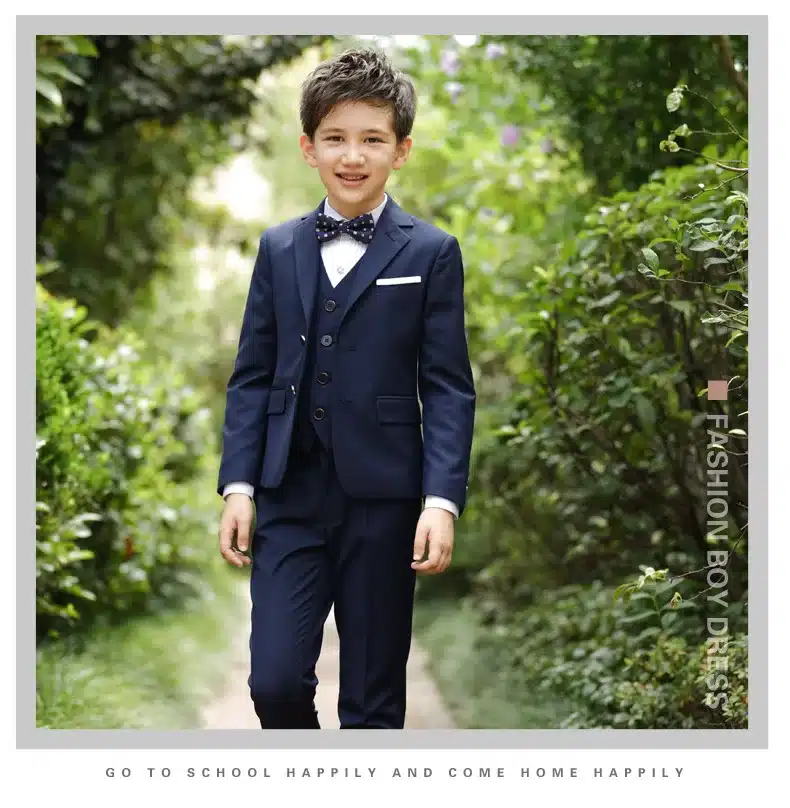 5pcs/set Boys Blazer Suits Kid Boy Wedding Suits Black Blue and Red Blazer Dress Costume Garcon Formal Blazer Suits 6