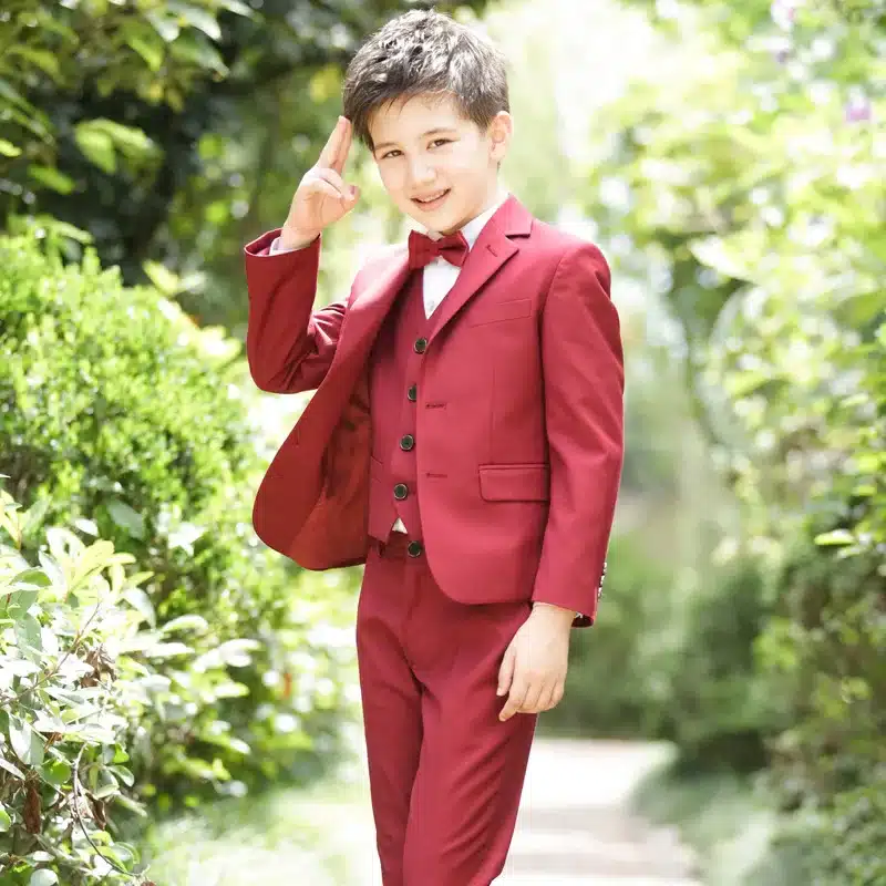 5pcs/set Boys Blazer Suits Kid Boy Wedding Suits Black Blue and Red Blazer Dress Costume Garcon Formal Blazer Suits 8