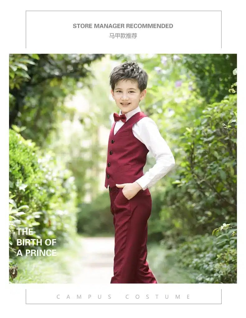 5pcs/set Boys Blazer Suits Kid Boy Wedding Suits Black Blue and Red Blazer Dress Costume Garcon Formal Blazer Suits 9