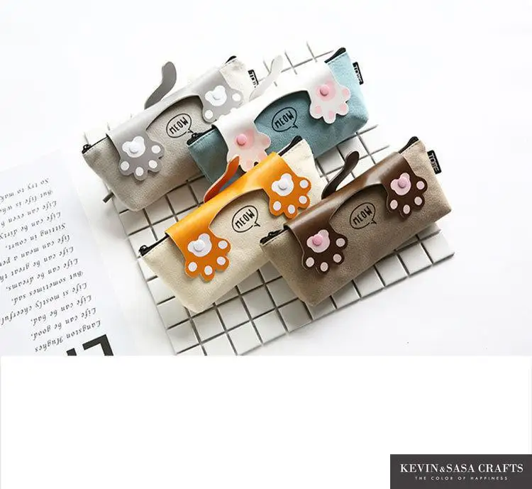 Cats Pencil Case Fabric Quality School Supplies Bts Stationery Gift School Cute Pencil Box Pencilcase Pencil Bag School Tools 16