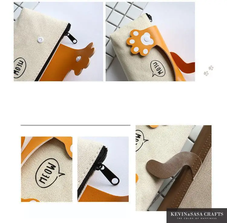 Cats Pencil Case Fabric Quality School Supplies Bts Stationery Gift School Cute Pencil Box Pencilcase Pencil Bag School Tools 19
