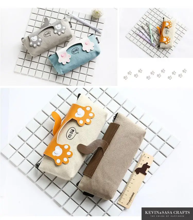 Cats Pencil Case Fabric Quality School Supplies Bts Stationery Gift School Cute Pencil Box Pencilcase Pencil Bag School Tools 21