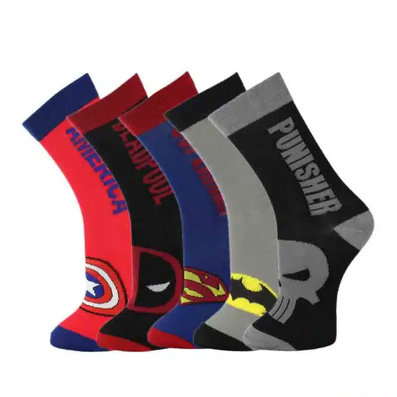 Men Flash cartoon cotton crew socks captain superhero batman elite deadpool socks personality men elastic skate knee socks 2