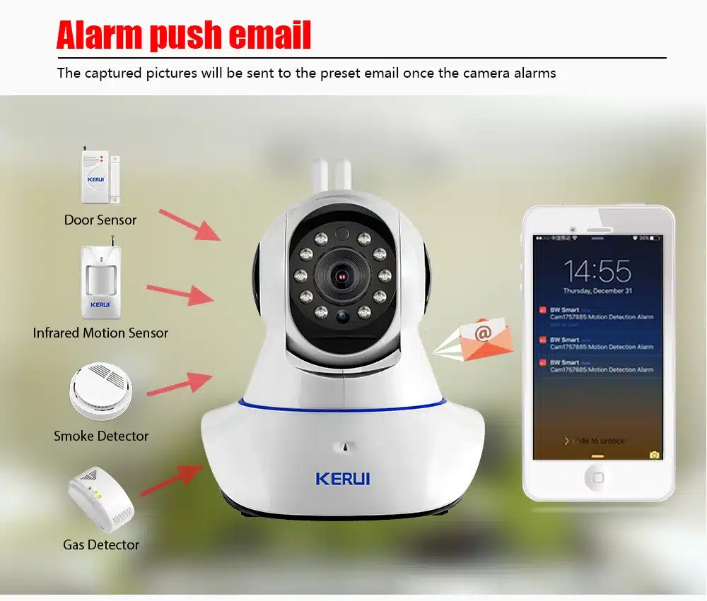 KERUI N62 Wireless Network camera 720P HD WiFi IP camera Webcam Home Security Camera Surveillance PnP P2P APP Pan Tilt IR Cut 14