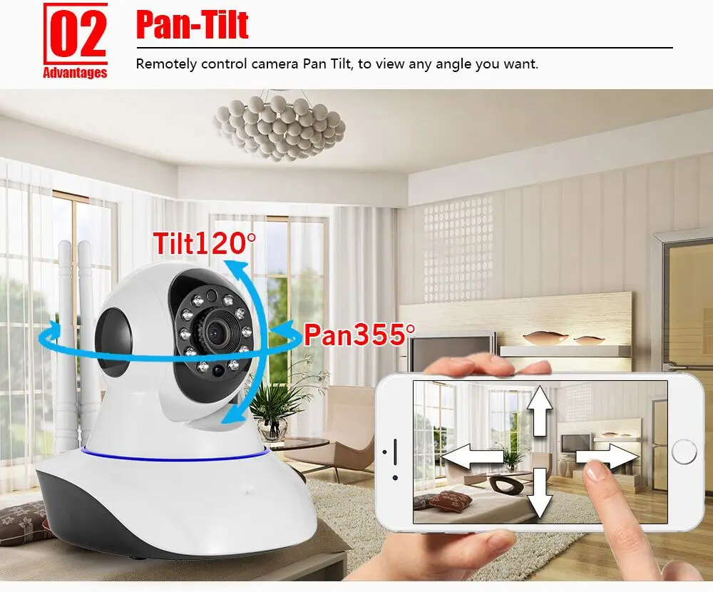 KERUI N62 Wireless Network camera 720P HD WiFi IP camera Webcam Home Security Camera Surveillance PnP P2P APP Pan Tilt IR Cut 20