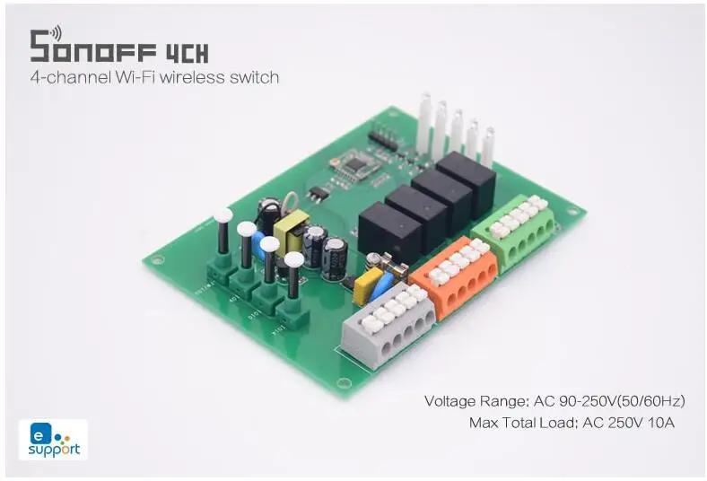 Itead Sonoff 4ch Channel Din Rail Mounting WiFI Switch Smart Home Automation Module on/off Wireless Timer Diy Switch 10A/2200W 10