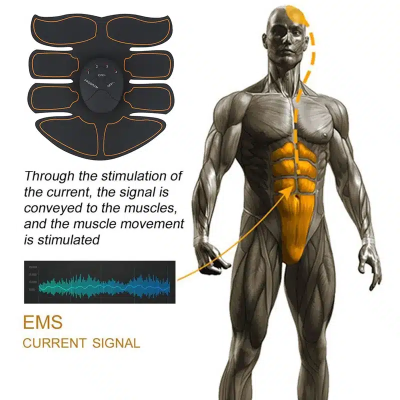 New EMS Abdominal Muscle Exerciser Trainer Smart ABS Stimulator Fitness Gym ABS Stickers Pad Body Loss Slimming Massager Unisex 4