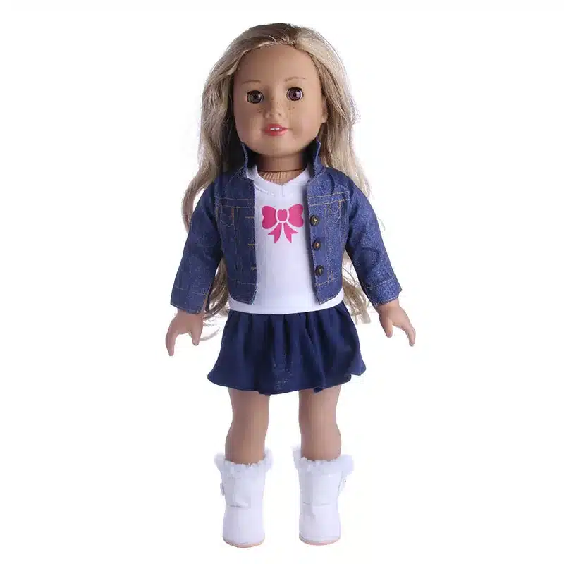 3 Items A Set 18 Inch American Girl Doll Clothes Jeans Coat +skit +white Shirt for 43cm Zapf Baby Dolls Suit Wear 1
