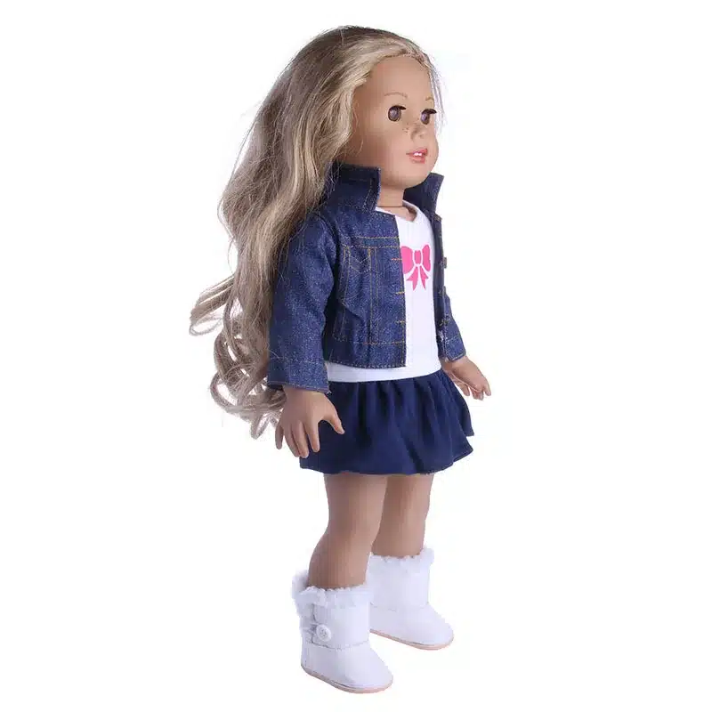 3 Items A Set 18 Inch American Girl Doll Clothes Jeans Coat +skit +white Shirt for 43cm Zapf Baby Dolls Suit Wear 14