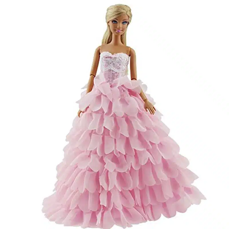 LeadingStar Evening Dress For Barbie Doll 8 Layers Wedding Dress Furniture For Doll Clothes For Barbie Doll Accessories With Hat 10