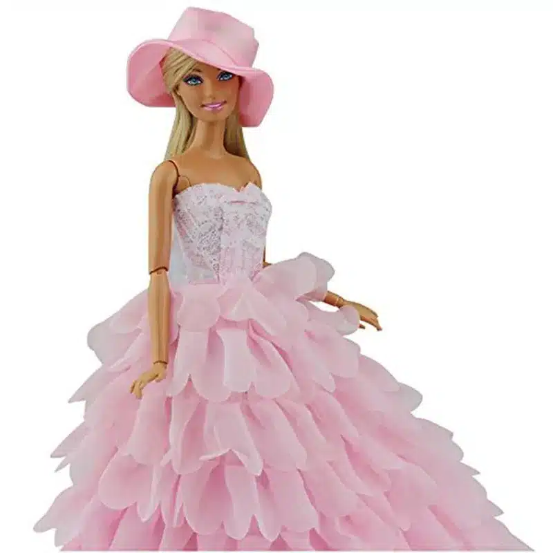 LeadingStar Evening Dress For Barbie Doll 8 Layers Wedding Dress Furniture For Doll Clothes For Barbie Doll Accessories With Hat 12