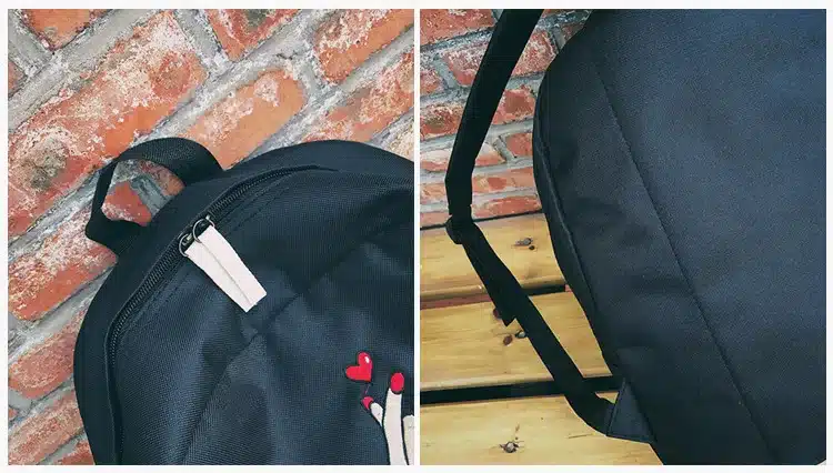 MSMO Finger Heart Backpack Cute Women Men Canvas Rose Embroidery Backpacks for Teenagers Women's Travel Bags Rucksack School Bag 41