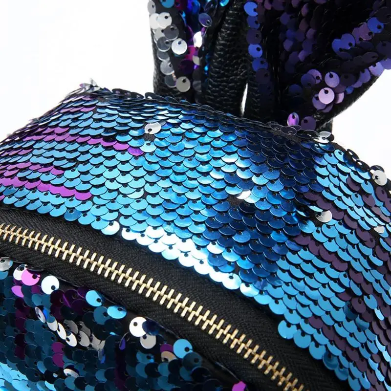 Bling Sequins Backpack Cute Rabbit Ears Double Shoulder Bag Women Mini Backpack Children Girl Rucksack Travel Bag Mochila Femina 22