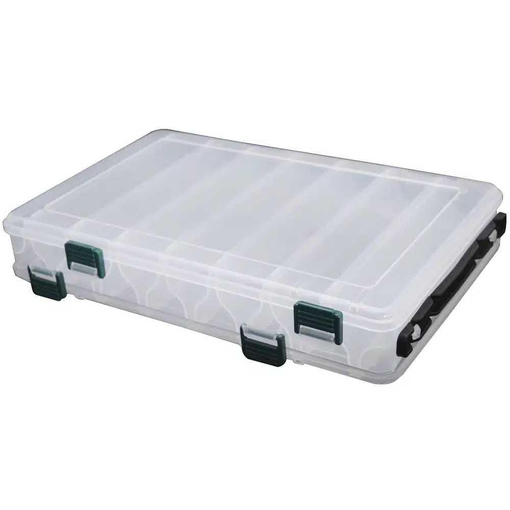 Good Deal 27*18*4.7CM Fishing Tackle Double Sided Plastic Fishing Lure Box 14 Compartments 8