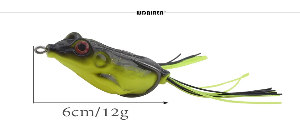 WDAIREN High Quality Kopper Live Target Frog Lure 6cm/12g Snakehead Lure Topwater Simulation 1Pcs Frog Fishing Lure WD-036 18