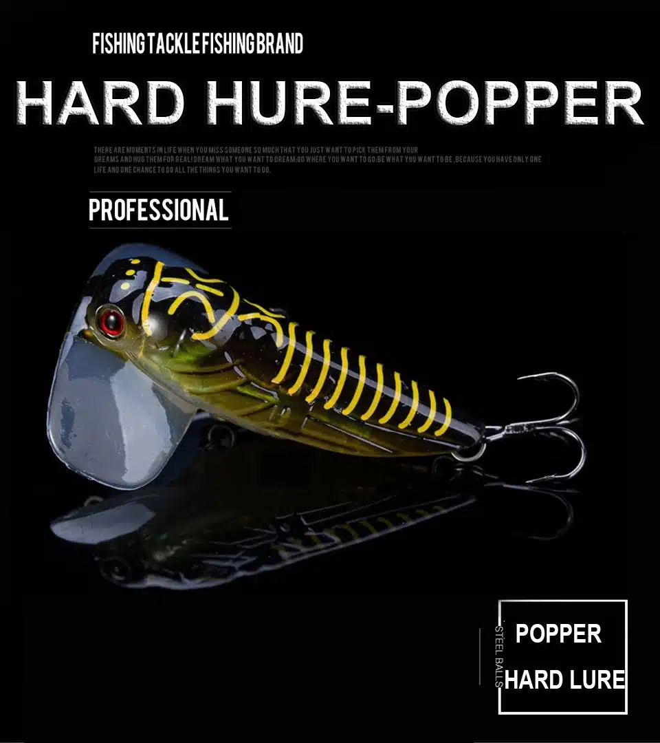1PCS Fishing Lure High Quality Insect Lscas Artificial Bait 40mm/55mm 3.8g/8.5g Floating Popper Topwater Stomach Cicada 15