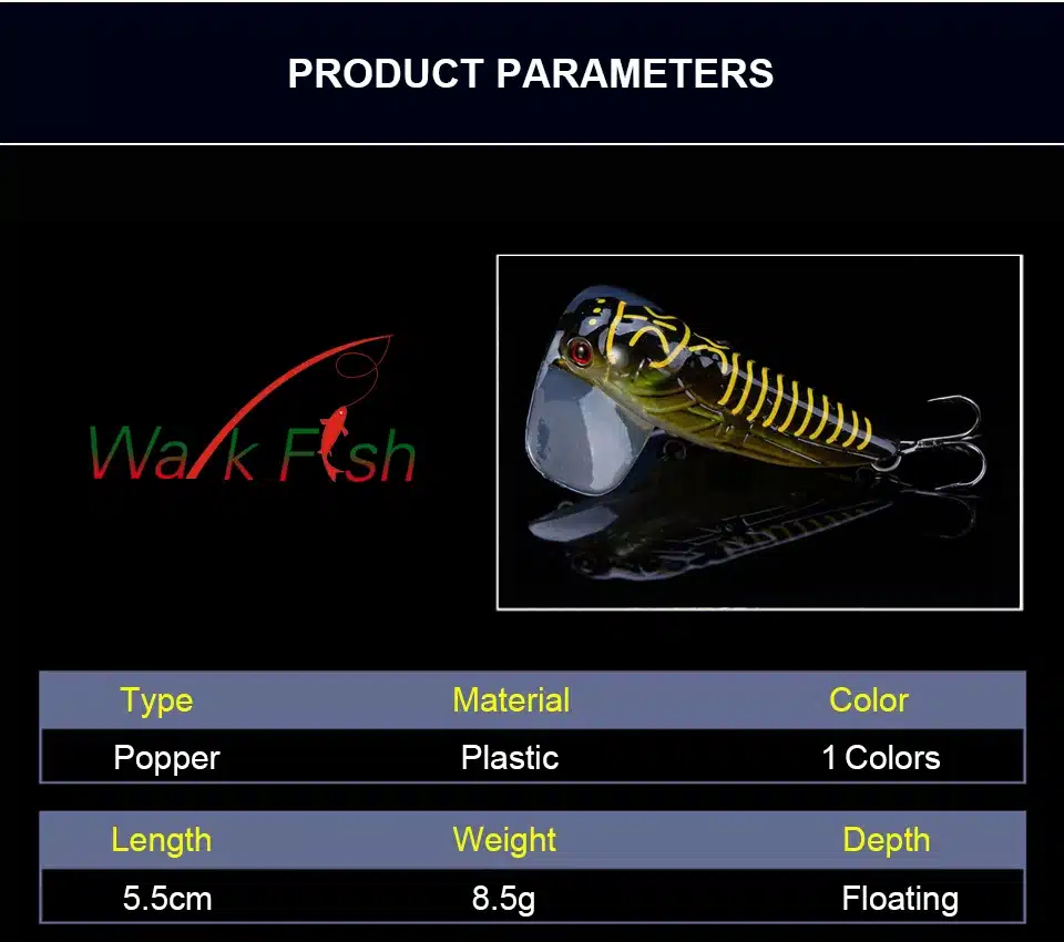 1PCS Fishing Lure High Quality Insect Lscas Artificial Bait 40mm/55mm 3.8g/8.5g Floating Popper Topwater Stomach Cicada 16