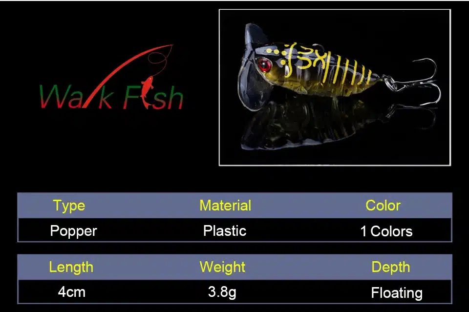 1PCS Fishing Lure High Quality Insect Lscas Artificial Bait 40mm/55mm 3.8g/8.5g Floating Popper Topwater Stomach Cicada 17