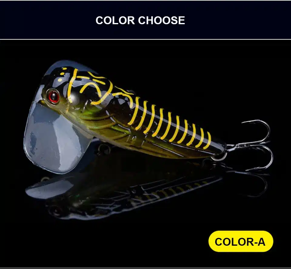 1PCS Fishing Lure High Quality Insect Lscas Artificial Bait 40mm/55mm 3.8g/8.5g Floating Popper Topwater Stomach Cicada 18