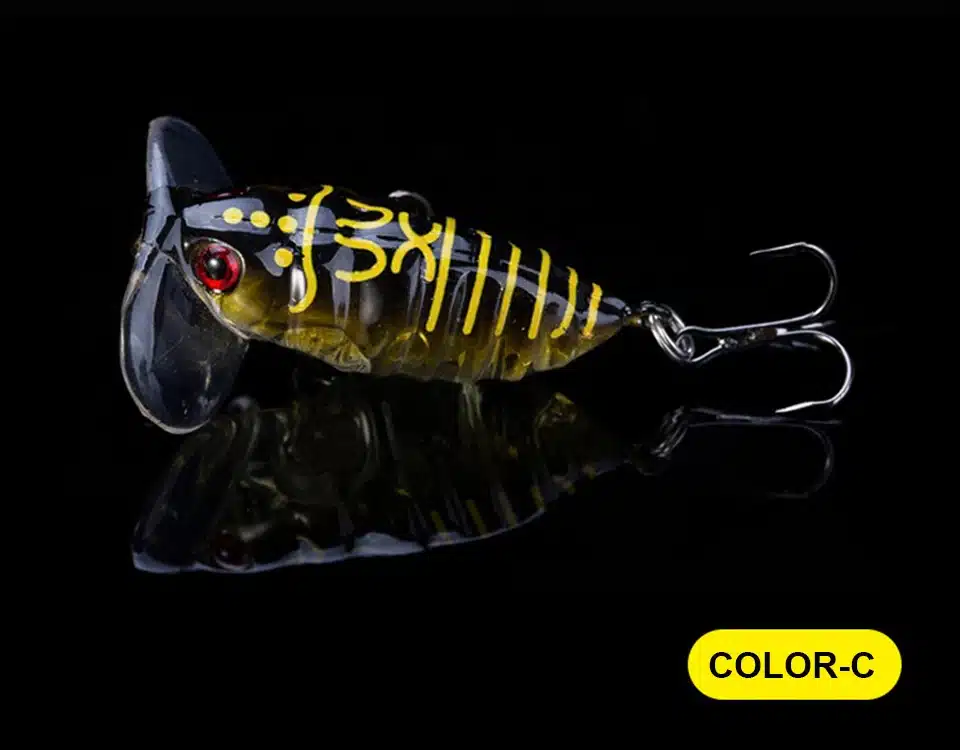 1PCS Fishing Lure High Quality Insect Lscas Artificial Bait 40mm/55mm 3.8g/8.5g Floating Popper Topwater Stomach Cicada 20