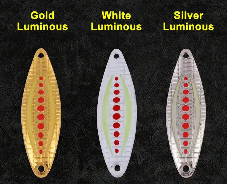 Metal VIB 3color 7g/10g/15g/20g Luminous Leech fidget Spinners Spoon Angling Hard Baits Night FishingTackle Fishing Lures 14