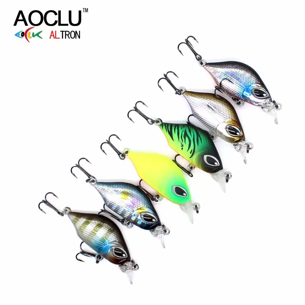 AOCLU wobblers 6 Colors 4.5cm 3.0g Sinking Hard Bait VIB Minnow Crank Fishing lures Bass 14# VMC hooks tackle free shipping 6