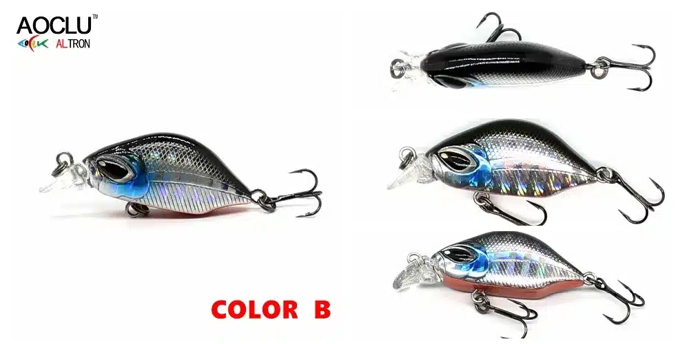 AOCLU wobblers 6 Colors 4.5cm 3.0g Sinking Hard Bait VIB Minnow Crank Fishing lures Bass 14# VMC hooks tackle free shipping 11