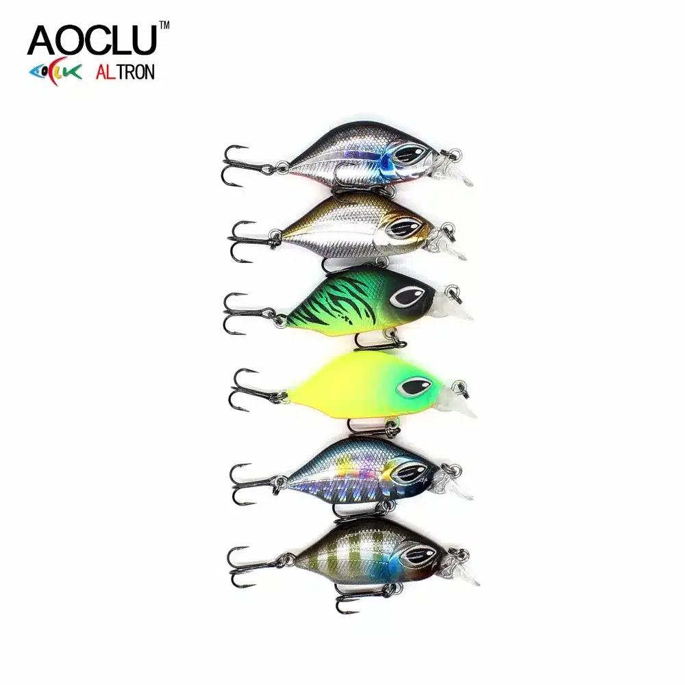 AOCLU wobblers 6 Colors 4.5cm 3.0g Sinking Hard Bait VIB Minnow Crank Fishing lures Bass 14# VMC hooks tackle free shipping 16