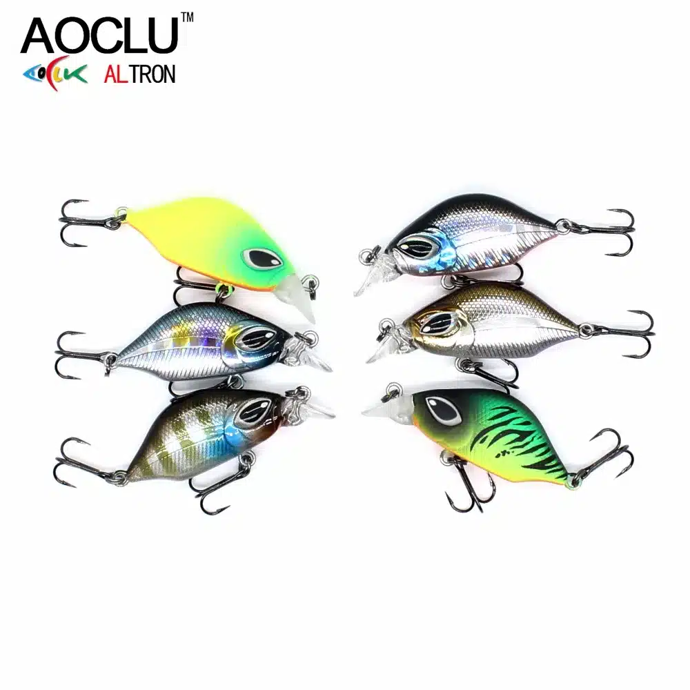 AOCLU wobblers 6 Colors 4.5cm 3.0g Sinking Hard Bait VIB Minnow Crank Fishing lures Bass 14# VMC hooks tackle free shipping 17