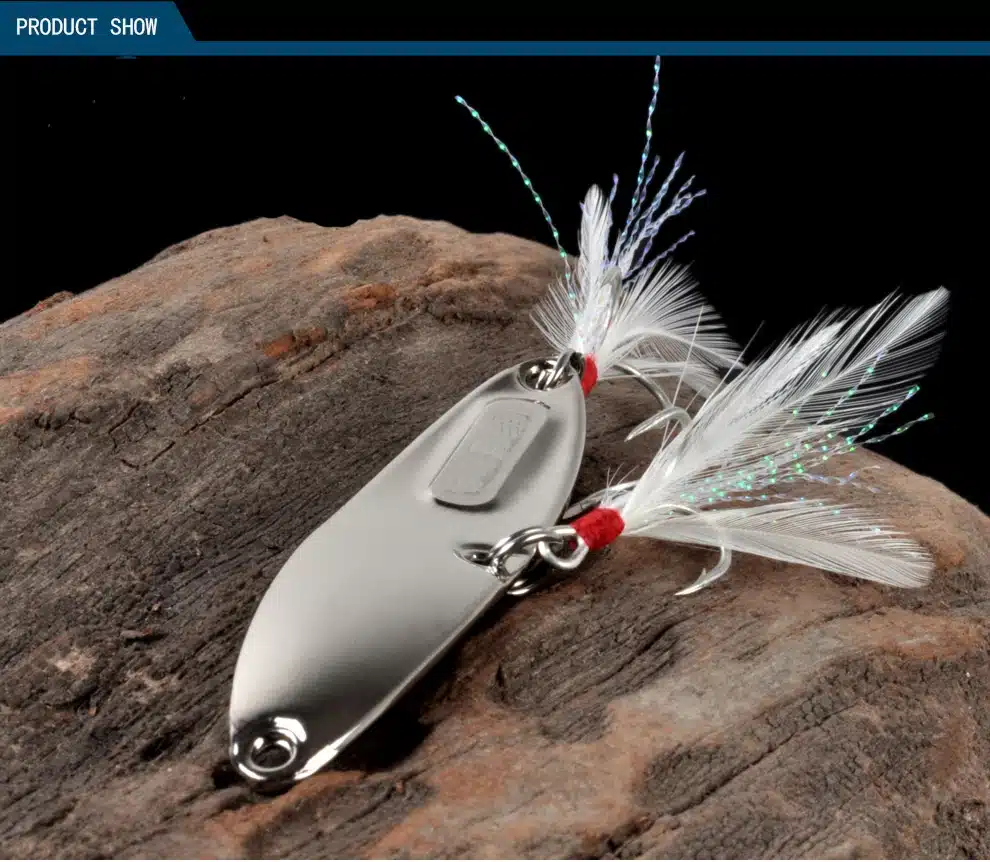 Hyperbola Sequins Lure Spoon Metal spinner spoon Artificial Bait hard Fake baits feather hooks Culter perch Fishing lure 1