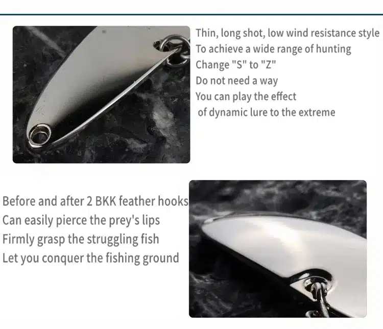 Hyperbola Sequins Lure Spoon Metal spinner spoon Artificial Bait hard Fake baits feather hooks Culter perch Fishing lure 4