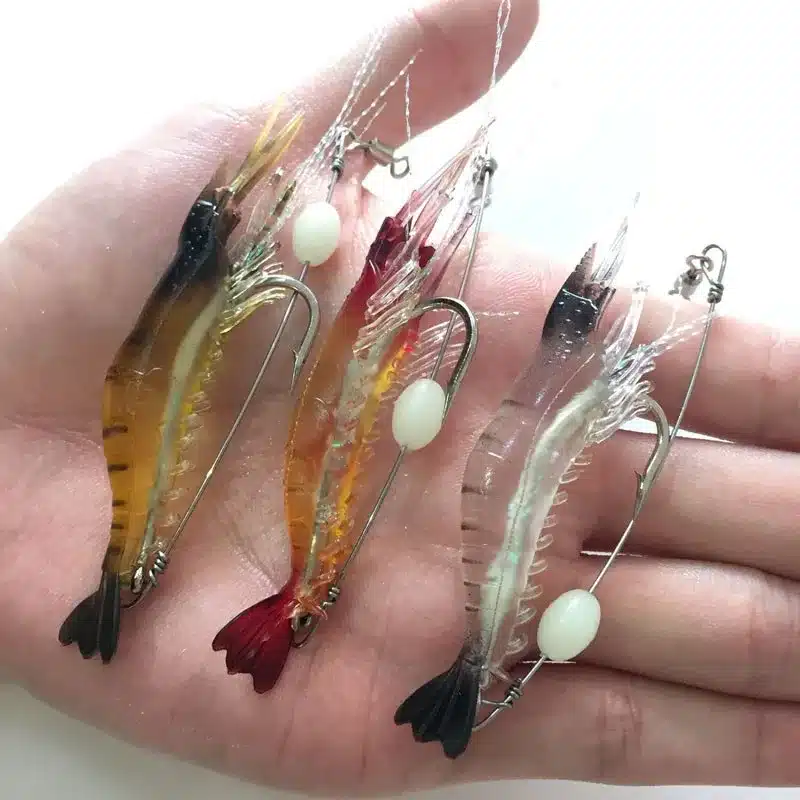 5pcs/lot Shrimp Soft Lure 9cm/6g Fishing Artificial Bait With Glow Hook Swivels Anzois Para Pesca Sabiki Rigs Fishing Lure FU40 9