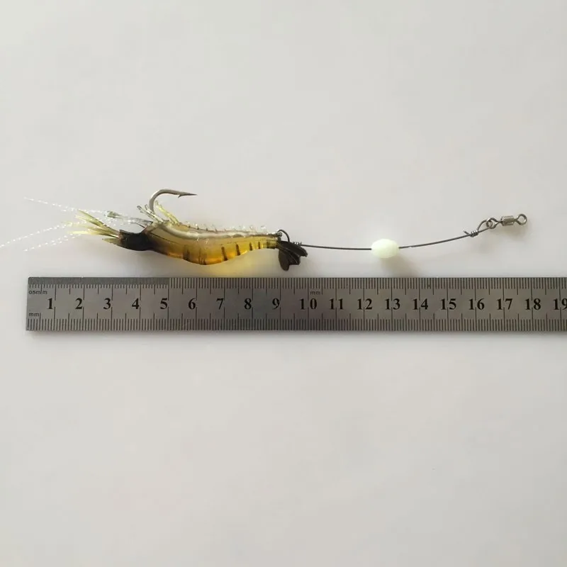 5pcs/lot Shrimp Soft Lure 9cm/6g Fishing Artificial Bait With Glow Hook Swivels Anzois Para Pesca Sabiki Rigs Fishing Lure FU40 15