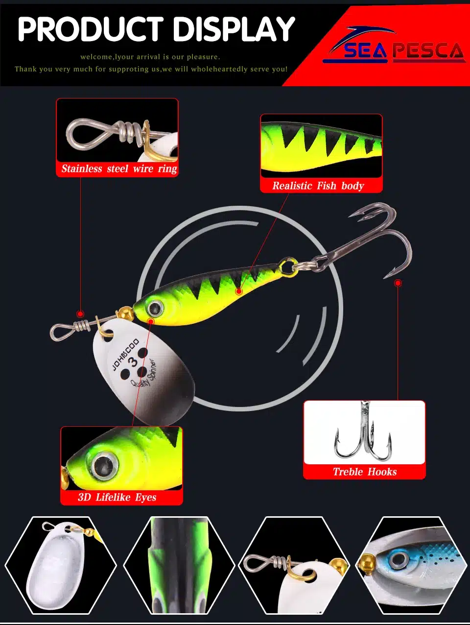 SEAPESCA Baits Sequins 11g 15g 20g isca artificial Metal wobbler fishing lure minnow Spoon carp fishing free shiping ZB194 17