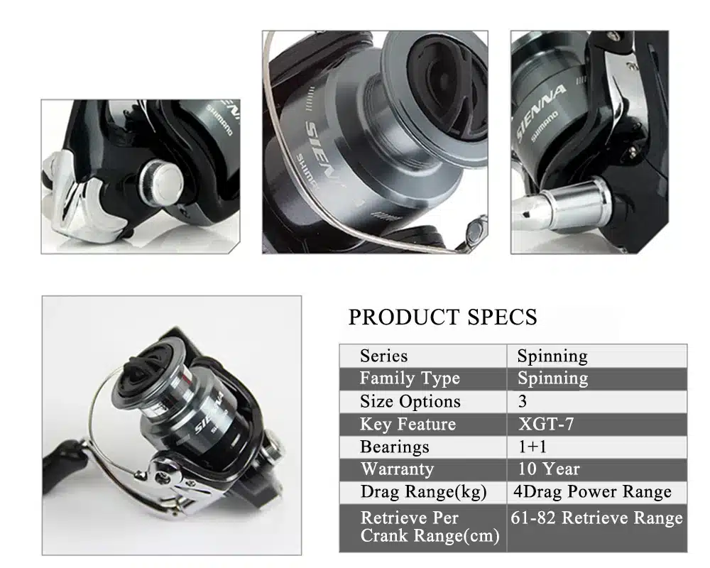 SHIMANO SIENNA 1000FE/2500FE/4000FE Spinning Fishing Reel 1+1BB with Aluminum Spool M-Compact Body Spinning Fishing Reel 12