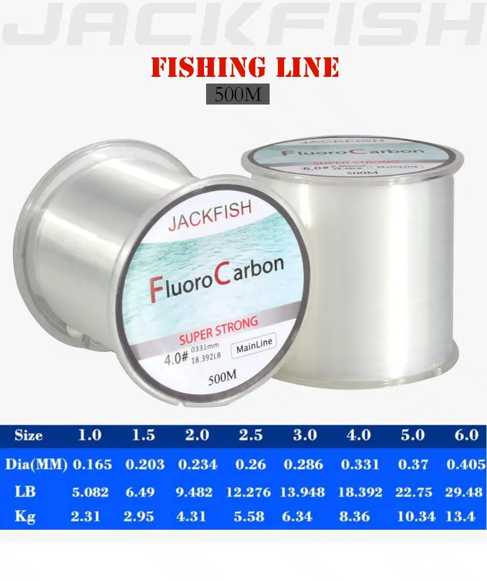 JACKFISH 500M Fluorocarbon fishing line 5-30LB Super strong brand Main Line clear fly fishing line pesca 4