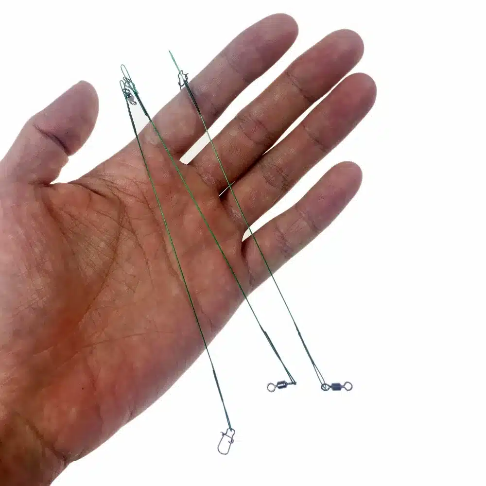 50Pcs 30Pcs 32lb Fishing Line Steel Wire Leader With Rolling Swivels Duo-Lock Snap Anti-bait Fishing Wire Rig Leadcore Leash 12