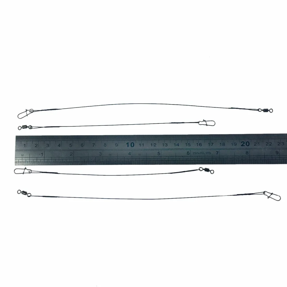 50Pcs 30Pcs 32lb Fishing Line Steel Wire Leader With Rolling Swivels Duo-Lock Snap Anti-bait Fishing Wire Rig Leadcore Leash 15