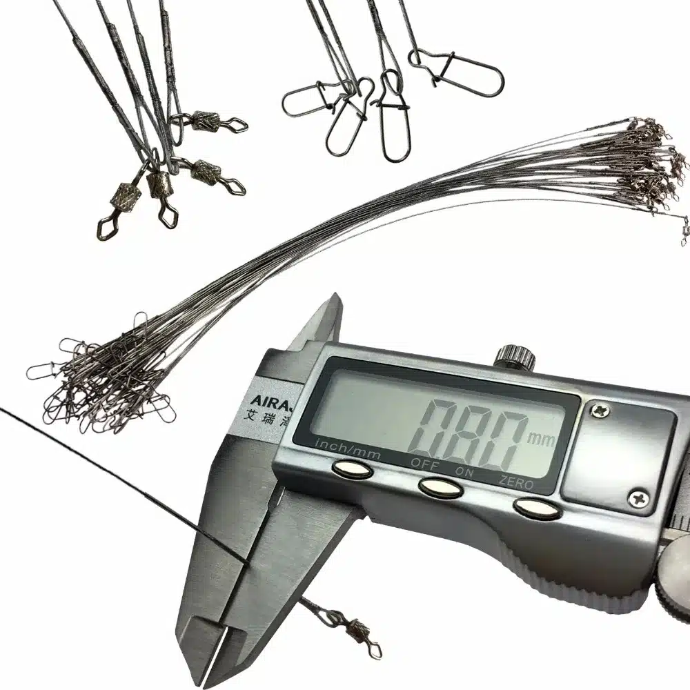 50Pcs 30Pcs 32lb Fishing Line Steel Wire Leader With Rolling Swivels Duo-Lock Snap Anti-bait Fishing Wire Rig Leadcore Leash 17