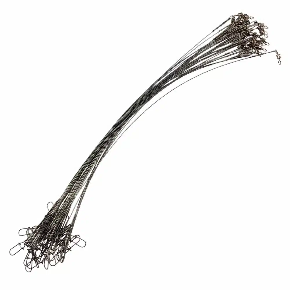 50Pcs 30Pcs 32lb Fishing Line Steel Wire Leader With Rolling Swivels Duo-Lock Snap Anti-bait Fishing Wire Rig Leadcore Leash 18
