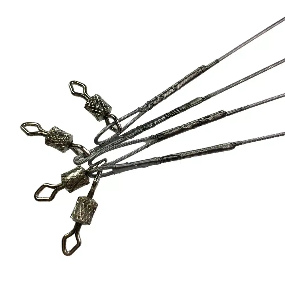 50Pcs 30Pcs 32lb Fishing Line Steel Wire Leader With Rolling Swivels Duo-Lock Snap Anti-bait Fishing Wire Rig Leadcore Leash 19