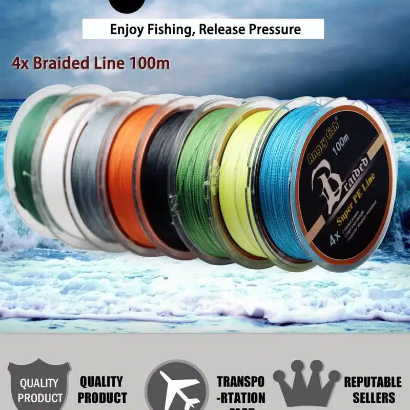 Angryfish Wholesale 100m 4 Strands Braided Fishing Line 11 Colors Super PE Line Strong Strength Fish 10