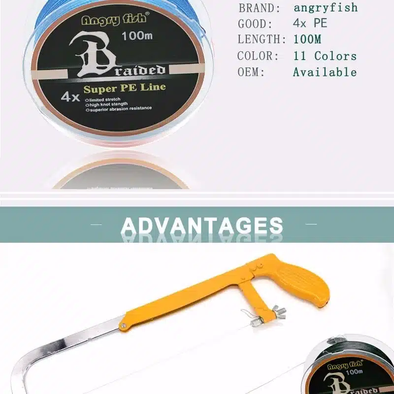 Angryfish Wholesale 100m 4 Strands Braided Fishing Line 11 Colors Super PE Line Strong Strength Fish 12