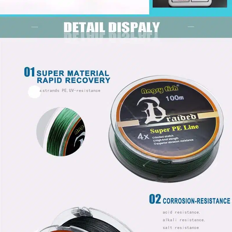 Angryfish Wholesale 100m 4 Strands Braided Fishing Line 11 Colors Super PE Line Strong Strength Fish 15